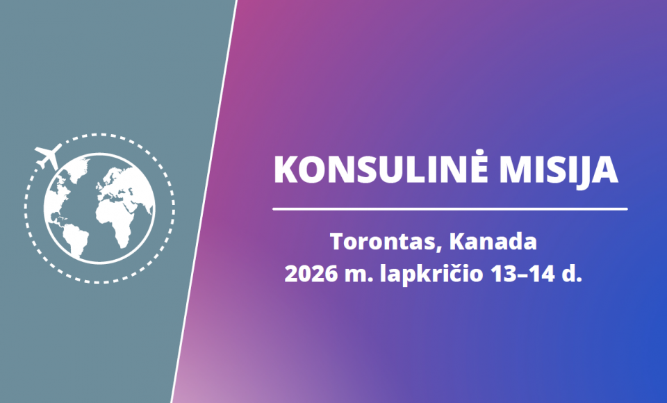 Lapkričio 13–14 dienomis konsulinės paslaugos bus teikiamos Toronte, Kanadoje